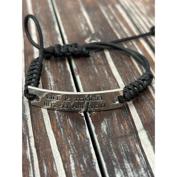 Women's Adjustable Inspirational Bracelet "Life is Tough but So Are You" - Picture 4 of 5